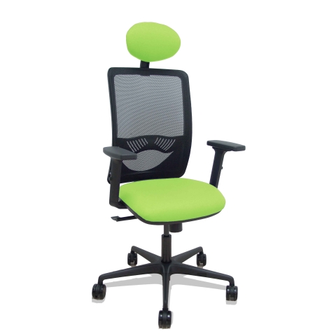 Silla de oficina Zulema con reposabrazos 2D y cabecera - Verde claro