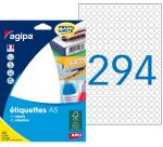 Pastille adhésive apli agipa diamètre 8mm coloris blanc étui a5 4704 unités