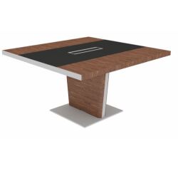 Table de réunion Xennon L.141 x P.140 cm avec insert cuir