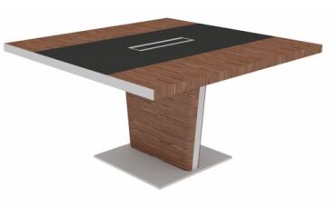 Vergadertafel Xennon L.141 x D.140 cm - met leren inzet