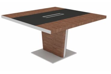 Table de réunion Xennon L.141 x P.140 cm avec insert cuir