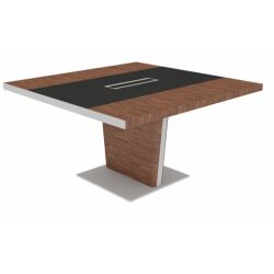 Table de réunion Xennon L.141 x P.140 cm avec insert cuir