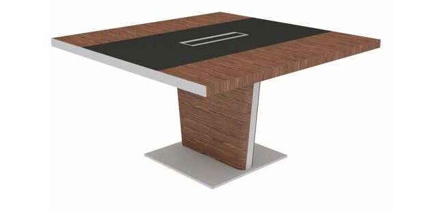 Xennon meeting table L.141 x D.140 cm with leather insert