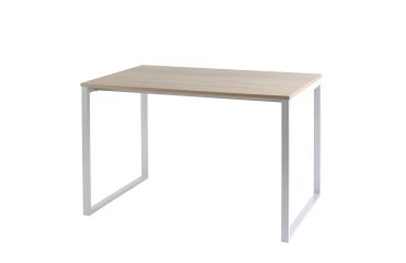 Bureau télétravail LV12 H.74 x L.110 x P.60 cm plateau chêne piètement blanc