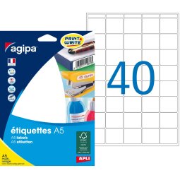 Etiquette adresse multi-usages 24 x 24 mm Agipa blanche - Pochette de 640