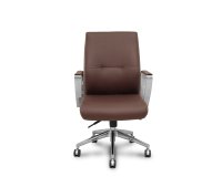 Visitor chair Ergo540CS, synchronous mechanism, brown faux leather, chrome base, chrome casters