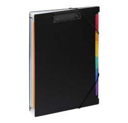 Trieur extensible Clip Case A4 Rainbow Class Viquel 6 compartiments - coloris noir