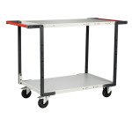 Servante Flatpack 2 plateaux mélaminés double poignée 250 kg 850 x 500 mm roue caoutchouc