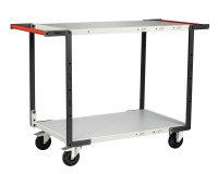 Servante Flatpack 2 plateaux mélaminés double poignée 250 kg 850 x 500 mm roue caoutchouc