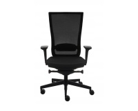 Fauteuil de bureau ergonomique MARTI, Tissu et maille, avec accoudoirs 3D, mécanisme synchrone, pieds noirs - Noir
