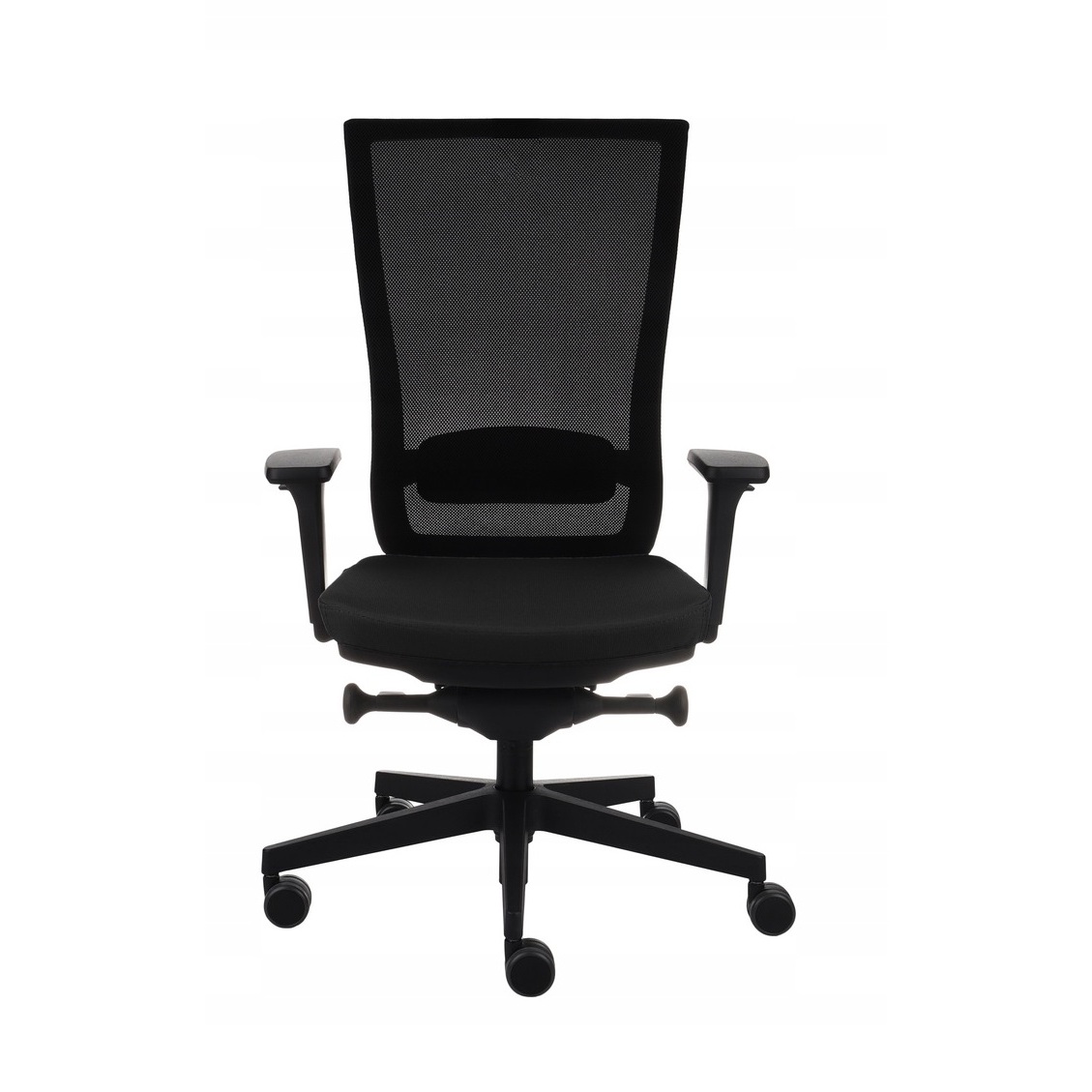 Fauteuil de bureau ergonomique MARTI, Tissu et maille, avec accoudoirs 3D, mécanisme synchrone, pieds noirs