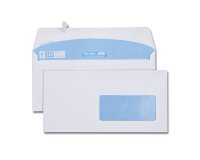 Enveloppe blanche DL 110x220 90 g/m² fenêtre 45x100 bande de protection - Boîte de 500
