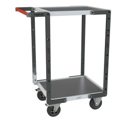 Servante montée 2 plateaux tôle 250 kg 550 x 500 mm roue caoutchouc