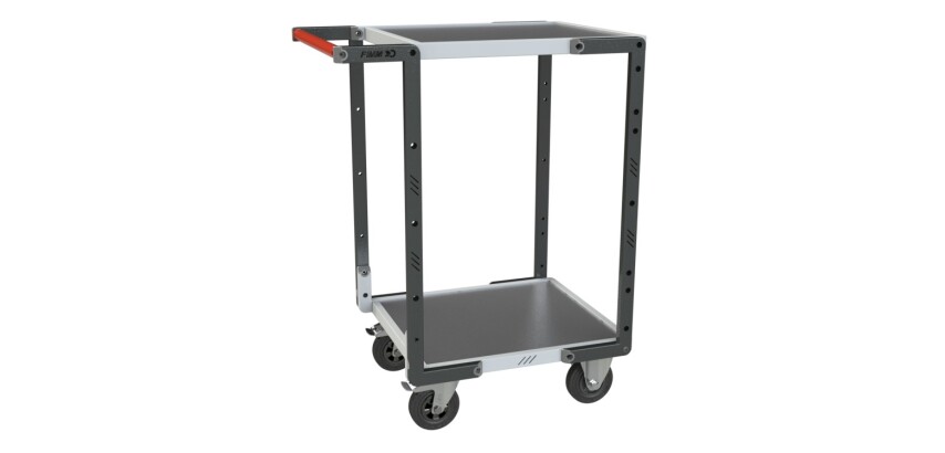 Servante montée 2 plateaux tôle 250 kg 550 x 500 mm roue caoutchouc