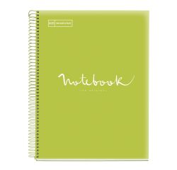 Notebook Emotions, Couverture souple, A4, séyès, 80 feuilles de 1 couleur, Miquelrius, Lime.
