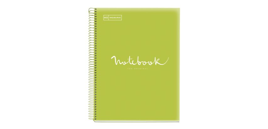 Notebook Emotions, Couverture souple, A4, séyès, 80 feuilles de 1 couleur, Miquelrius, Lime.
