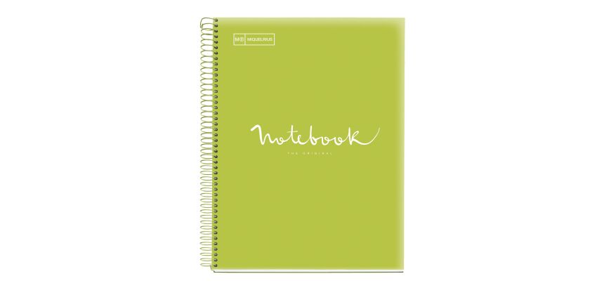 Notebook Emotions, Couverture souple, A4, séyès, 80 feuilles de 1 couleur, Miquelrius, Lime.
