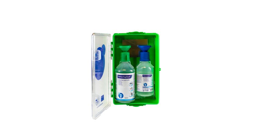 Coffret oculaire mural d'un flacon de 500 ml de solution oculaire stérile + 1 flacon de 250 ml PH neutre