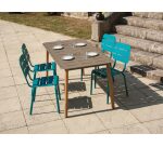 Table d'extérieur ARNON - aluminium pieds en teck naturel marron