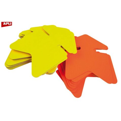 Etiquette carton fluo jaune/orange forme flèche 12 x 16 cm Apli - Boîte de 50