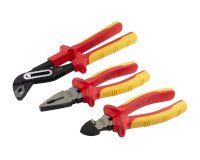 Jeu de 3 pinces isolées VDE 1000V : 1  universelle, 1 coupante et 1 multiprise