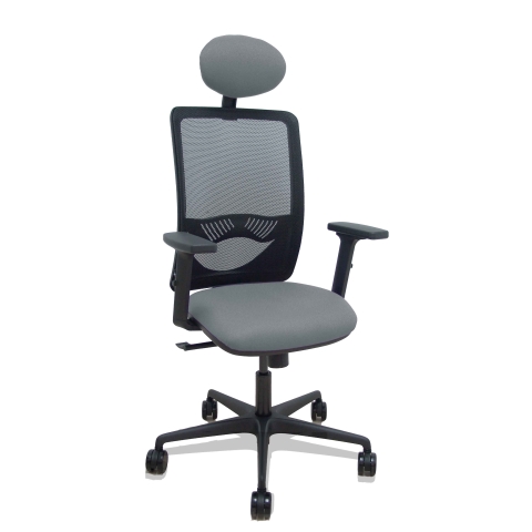 Silla de oficina Zulema con reposabrazos 2D y cabecera - Gris