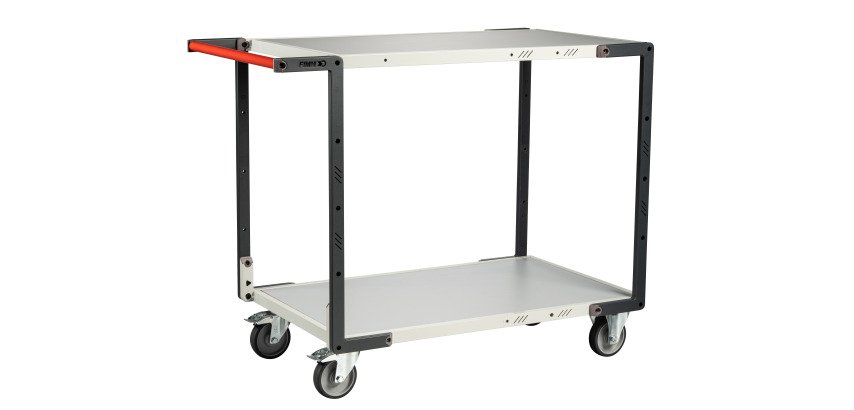 Servante montée 2 plateaux mélaminés 250 kg 1000 x 600 mm roue TPE