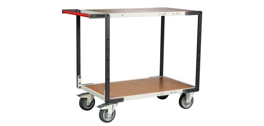 Servante montée 2 plateaux médium 400 kg 1000 x 600 mm roue TPE