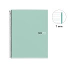 Notebook The Original, Couverture rigide, A4, lignes horizontales, 80 feuilles de 1 couleur, Miquelrius, Aqua.
