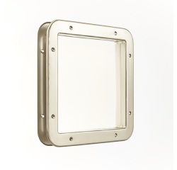 Hublot de porte carré nickelé mat