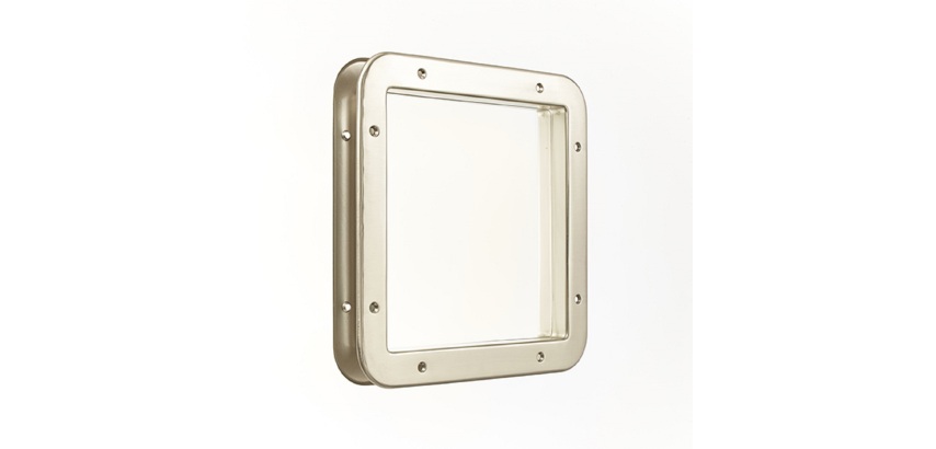 Hublot de porte carré nickelé mat