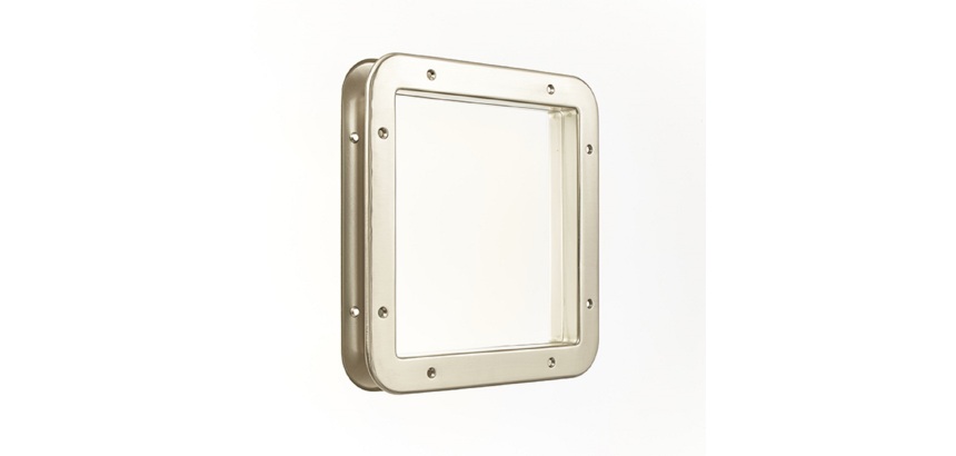 Hublot de porte carré nickelé mat