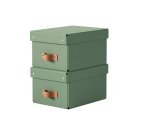 Caja de almacenamiento Leitz Puro con tapa, pequeña, 7L, cartón 100% reciclado, paquete de 2 - Verde - 7