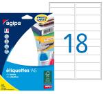 Etiquette adresse multi-usages 20 x 67 mm Agipa blanche - Pochette de 288