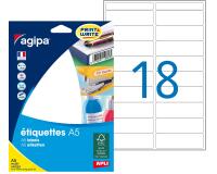 Etiquette adresse multi-usages 20 x 67 mm Agipa blanche - Pochette de 288