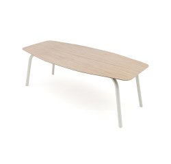 Buitentafel OUDON van aluminium met bovenblad in houteffect