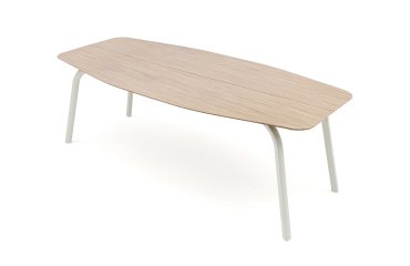 Buitentafel OUDON van aluminium met bovenblad in houteffect