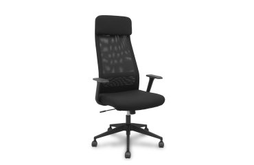 Chaise de bureau Pro536 - tissu noir avec accoudoirs fixes