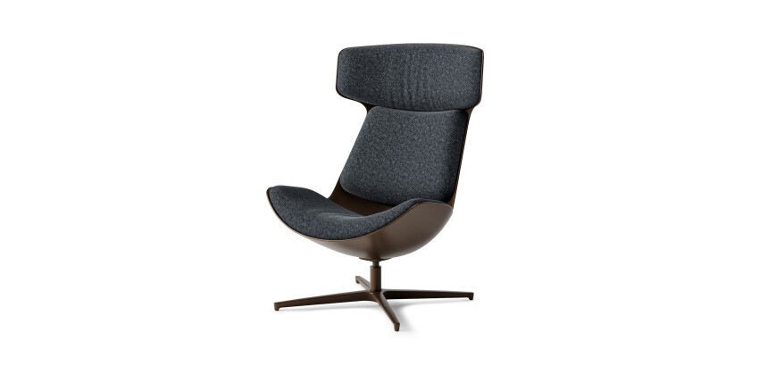 CLEO lounge chair with aluminum legs in Bronze color