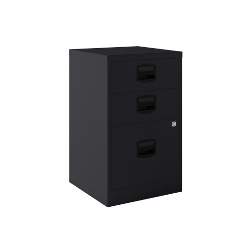 Cajonera monoblock-montada PFA3 Bisley 2 cajones personales, 1 cajón archivo. Fija 40cm - Negro - Negro