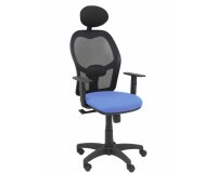 Silla de oficina Alocén malla con brazos regulables y cabecero - Asiento Azul claro
