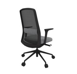Chaise de bureau ROCKIT tissu et maille - Dossier haut avec soutien lombaire - Accoudoirs 1D - Structure noire