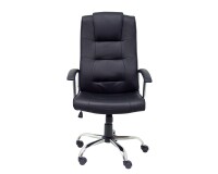 Modéle Guadalimar - Fauteuil de Direction Basculent ,Accoudoirs Fixes ,Piètement chromée ,Roulettes en nylon, Simili cuir Noir