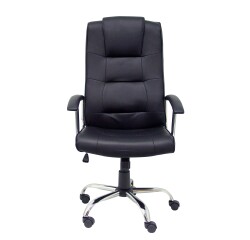 Modéle Guadalimar - Fauteuil de Direction Basculent ,Accoudoirs Fixes ,Piètement chromée ,Roulettes en nylon, Simili cuir Noir