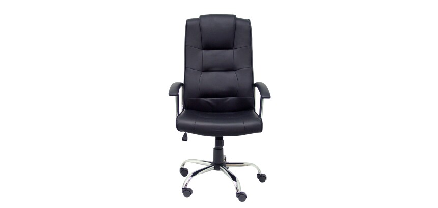 Modéle Guadalimar - Fauteuil de Direction Basculent ,Accoudoirs Fixes ,Piètement chromée ,Roulettes en nylon, Simili cuir Noir