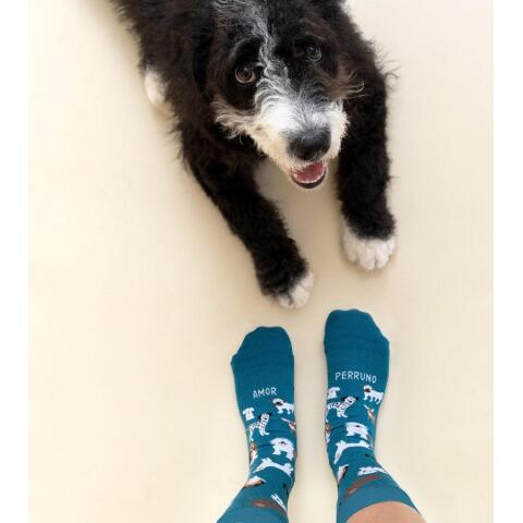 Calcetines "Amor Perruno" Azul talla 42-46