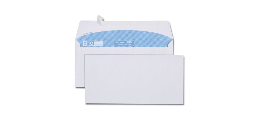 Enveloppe blanche DL 110x220 90 g/m² bande de protection - Boîte de 500