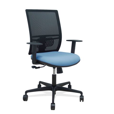Silla de oficina Yunquera sincronizada malla brazos regulables - Azul celeste