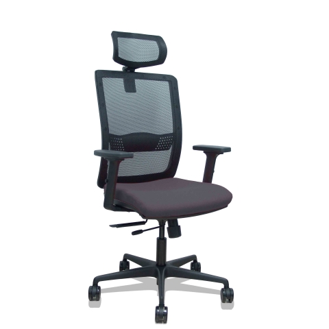 Silla de oficina Haches con reposabrazos 2D y cabecera - Antracita