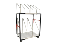 Servante haute pour stockage de cartons pliés plateau mélaminé 150 kg roue TPE